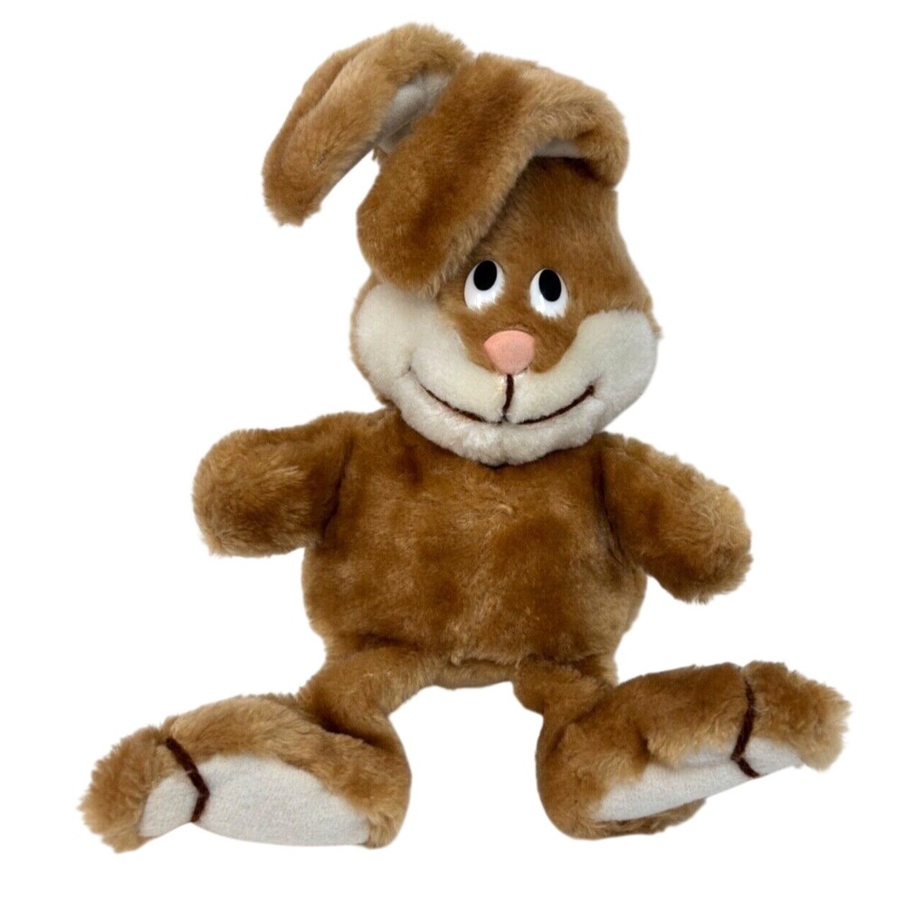 Dakin Stuffed Bunny Rabbit 1984 Folded Ears 12" Brown Plush Vintage